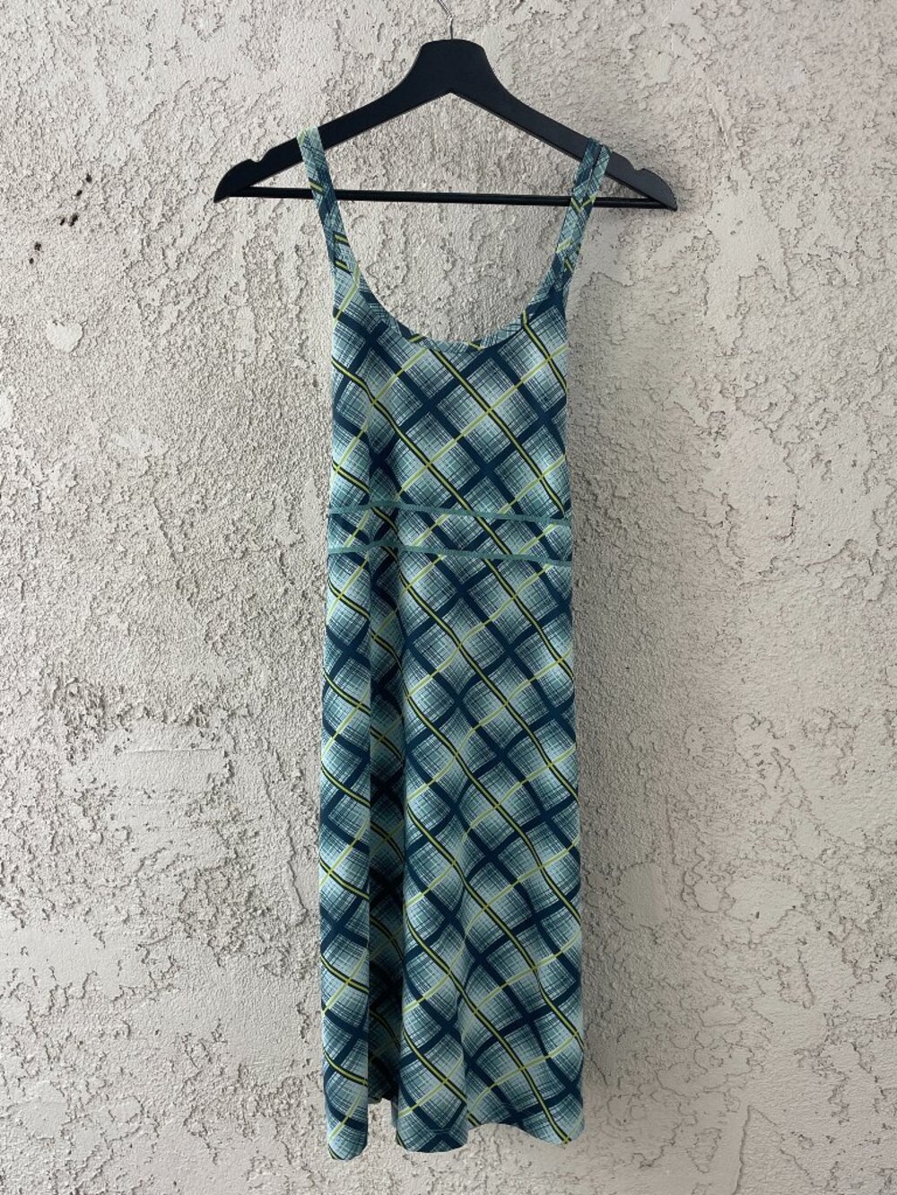 Title Nine Plaid Athletic Tennis Dress Large L Blue Green Pickleball Tenniscore